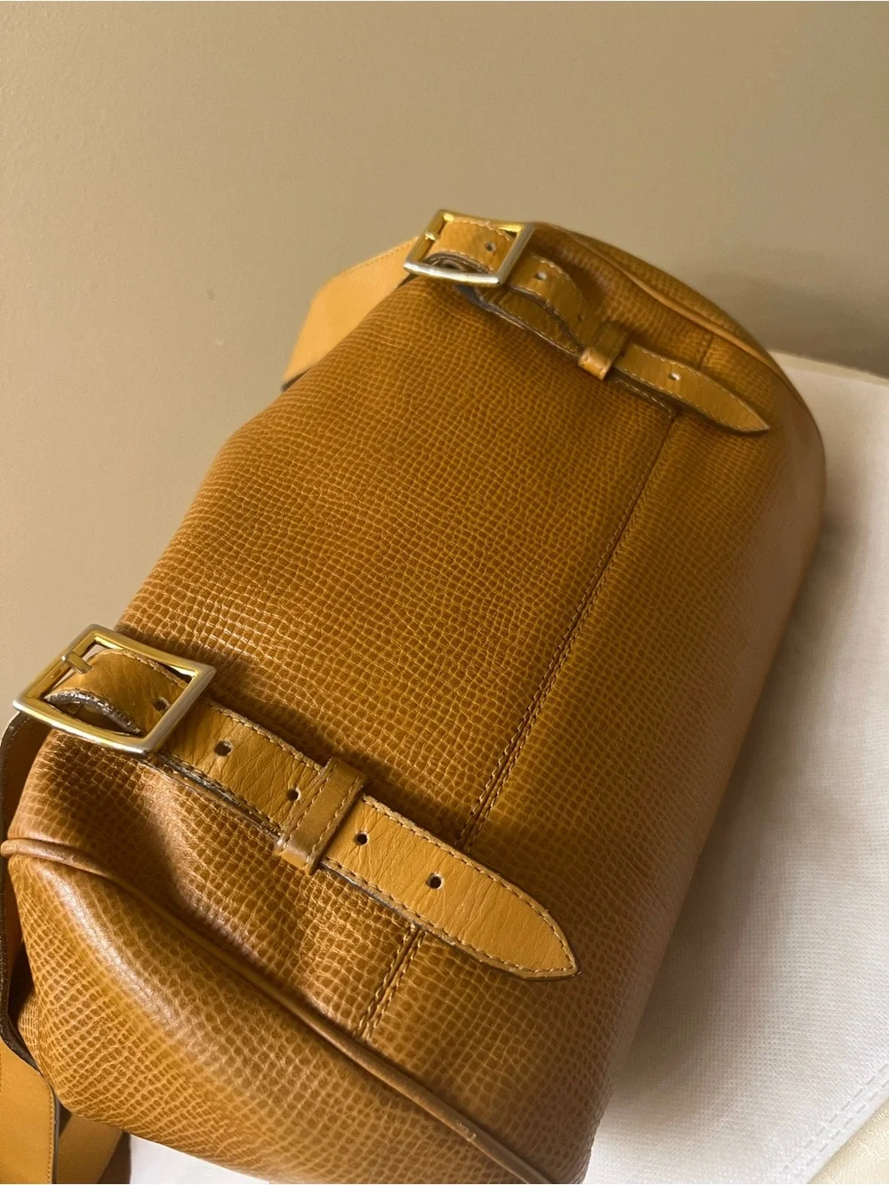 Christian Dior Large Cognac Textured Leather Backpack